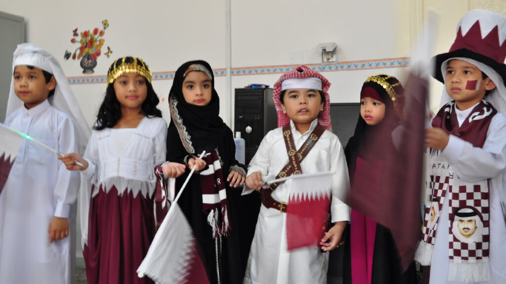 Qatar National Day Kids in national dress