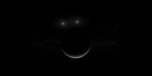 Venus, Saturn, and crescent Moon forming a smiley face alignment in the sky
