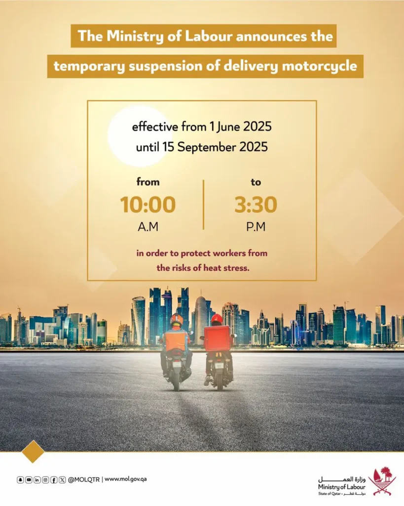 MoL temporary suspension of delivery motorcycle
