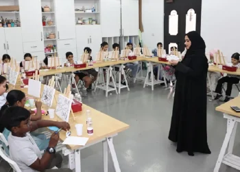 Children participating in a summer art workshop at Katara, Doha