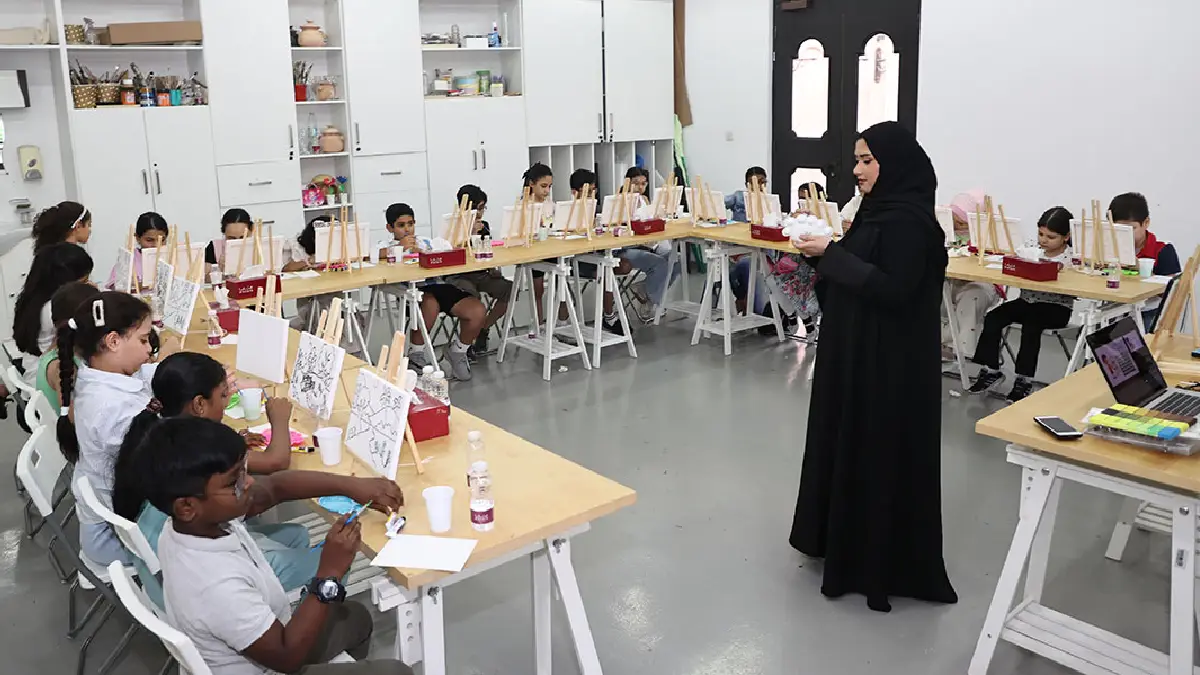 Children participating in a summer art workshop at Katara, Doha