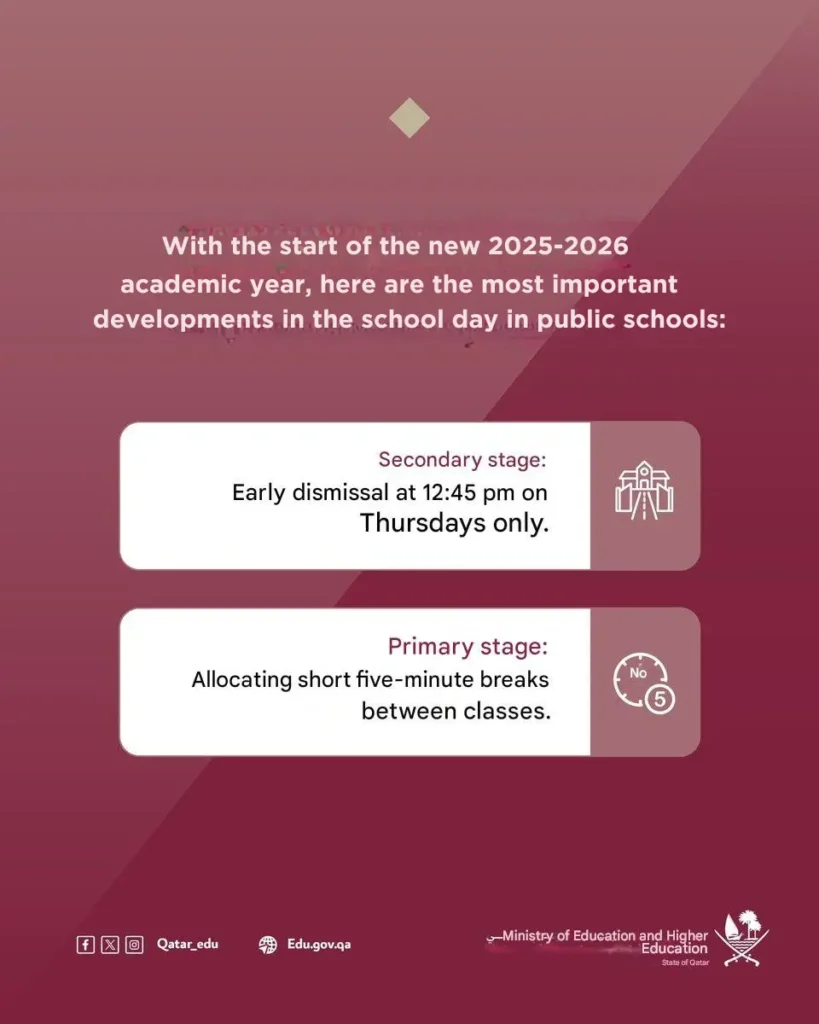 MOEHE Announces New School Day Amendments 2025–2026