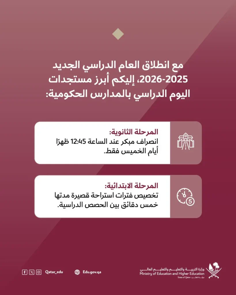 MOEHE Announces New School Day Amendments 2025–2026