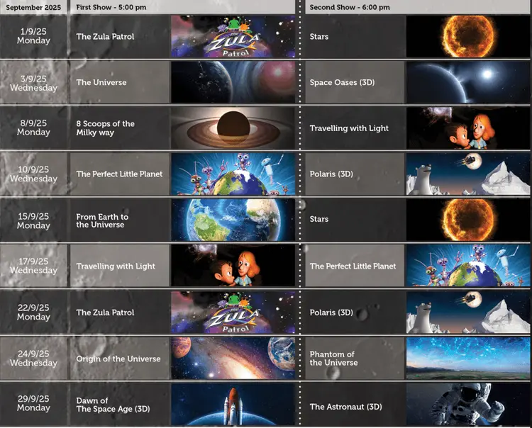 Thuraya Planetarium Katara September Schedule 2025