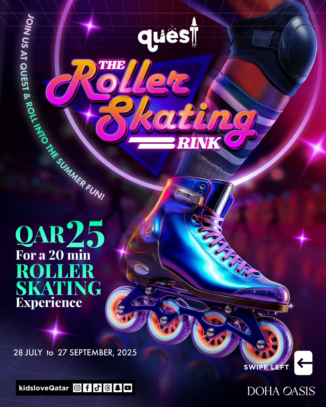 🛼 Skating fans it’s your time to shine!A cool new experience is happening this summer inside Qu